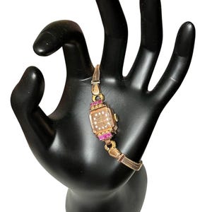 Vintage 14K Solid Rose Gold (case only) GRANADA Ruby Watch 17 Jewels with JB Gold Filled Band