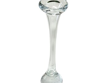 ASEDA Sweden Tulip Vase Bud Glass Vase Controlled Bubbles 9” Clear Mid Century