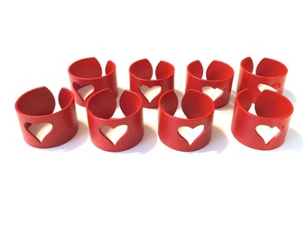 VTG Murmann "High Sosiety Series" Danish Modern Red Cast Iron Heart Napkin Rings