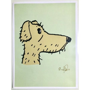 Doug Erb Pondering Dog Cartoon Print Original Hand Signed Springfield Mo Artist