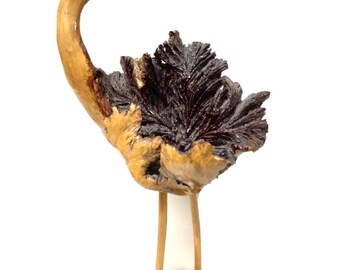 Mid Century Hand Carved Burl Wood Stork Flamingo Duck Crane Animal Folk Art Sculpture