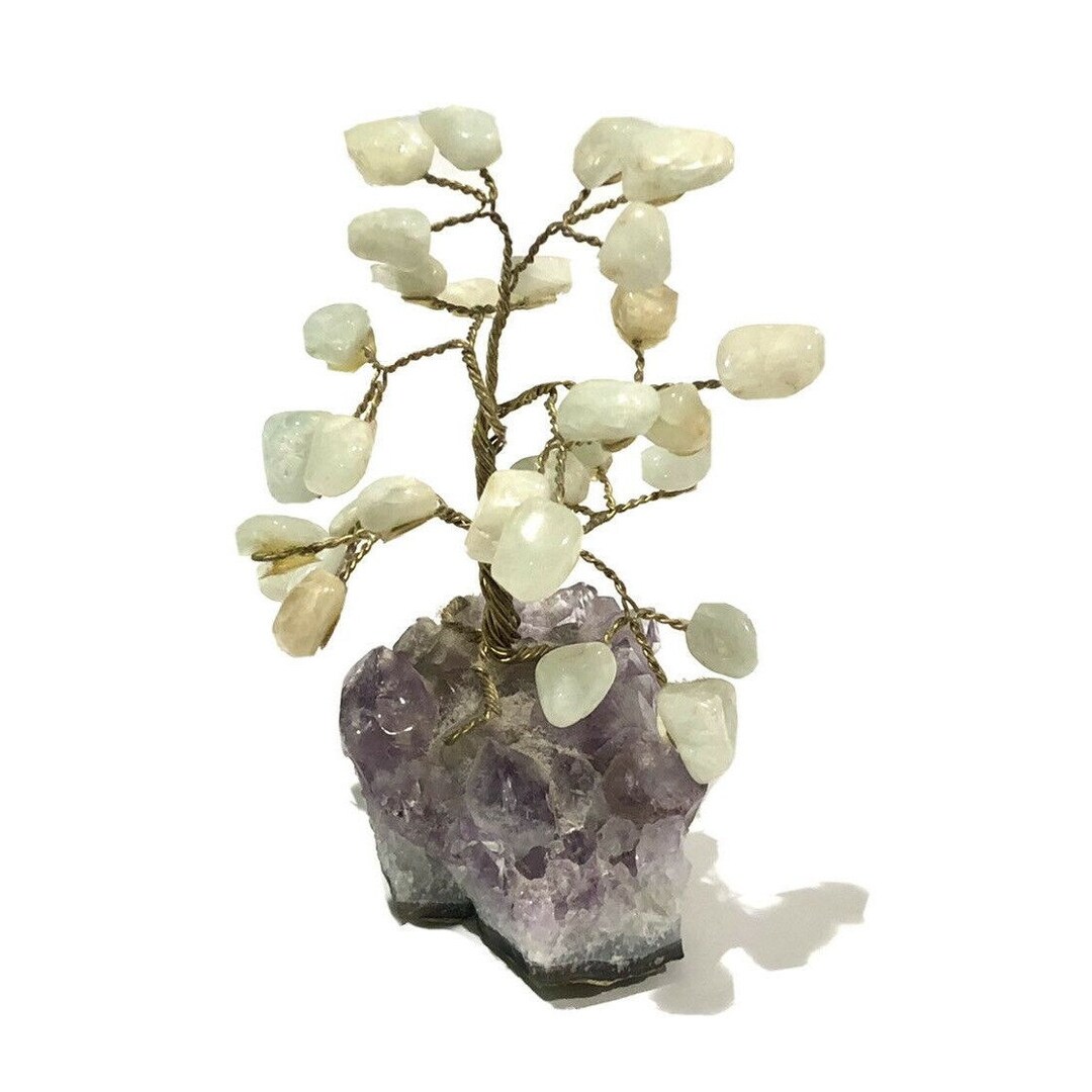 Amethyst Crystal Copper Wire Gemstone Tree of Life Bonsai Sculpture Etsy