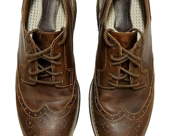 Men's Born ALFRED GRAND CANYON Size 9.5 Wingtip Oxford Brown Leather Dress Shoes