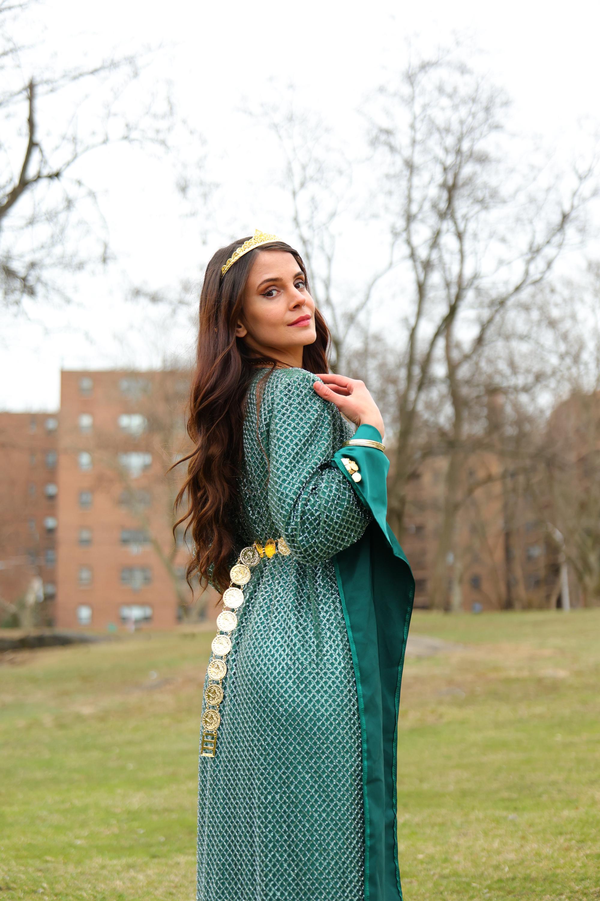 Kurdish Traditional Dress Beaded Green Women's Dress , Traditional ...