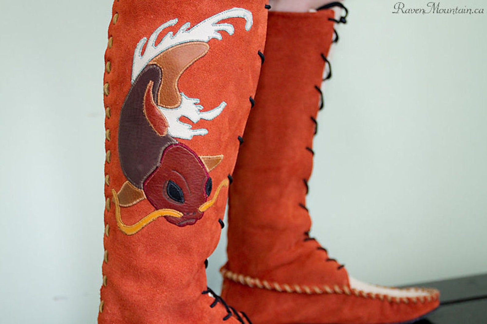 Pattern Print Koi Fish Men Women Leather Boots main image 1