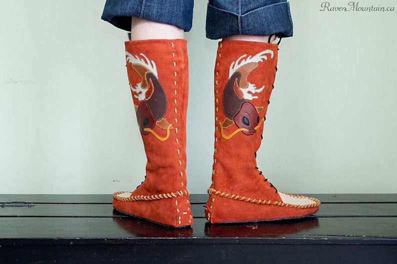 Pattern Print Koi Fish Men Women Leather Boots