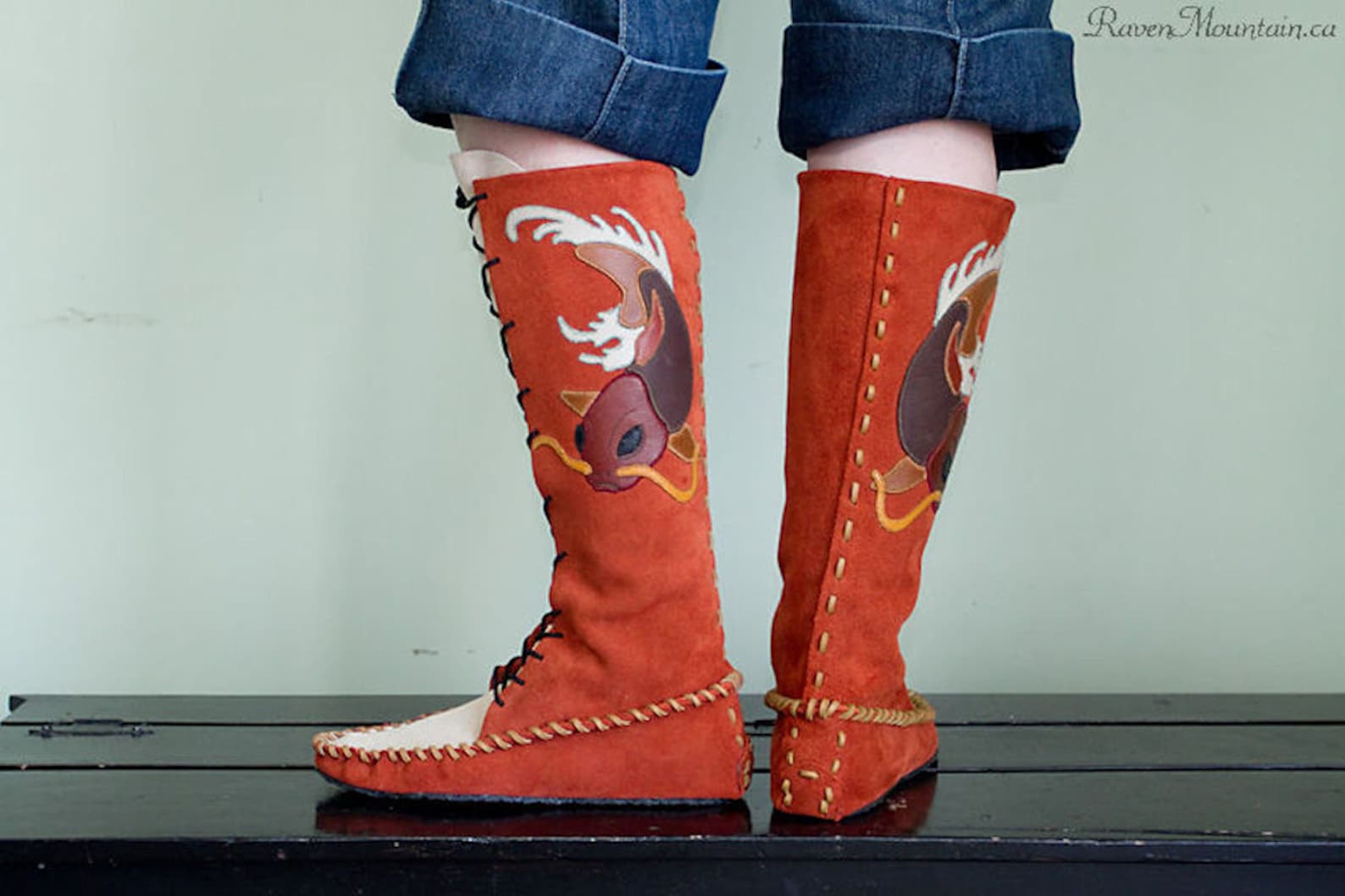 Print Pattern Koi Fish Men Women Leather Boots