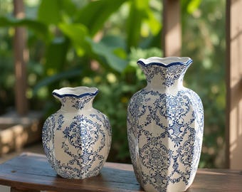 Hand-Painted Blue and White Porcelain Vase: Elegant Home Decor