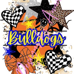 Bulldogs(Blue/Yellow) Mascot Basketball PNG/Sublimation Digital Image