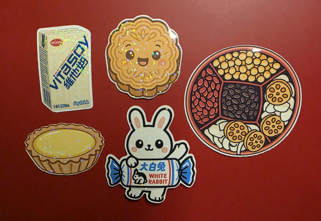 Asian Snacks Sticker Pack - 5 Holographic Vinyl, Water Resistant ...
