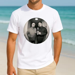 Funny Putin And Jong Un Duo T-Shirt, Viral Internet Humor Tee, Retro Peep-Hole, Iconic Meme Graphic, Trendy Gift for Him, Up To 4XL