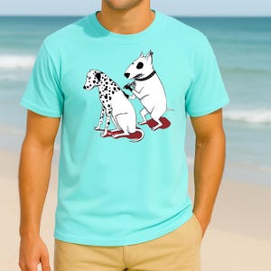 Funny Dog Tattoo T-Shirt Dalmatian Tattoo Graphic Tee, Bull Terrier Tattoo Artist Shirt, Humorous Pet Lover Gift, Unique Dog Art T-Shirt
