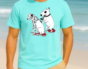 Funny Dog Tattoo T-Shirt Dalmatian Tattoo Graphic Tee, Bull Terrier Tattoo Artist Shirt, Humorous Pet Lover Gift, Unique Dog Art T-Shirt