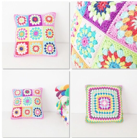 Granny Square Pillow Crochet Pattern Instant Download Etsy