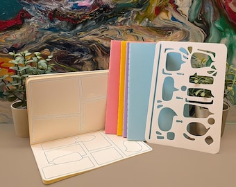Mini Comic Journal Set – 3 Colorful 3.5x5.5 Blank Books + 7 Comic Stencils + 6 Mini Color Pencils | DIY Manga Sketchbook