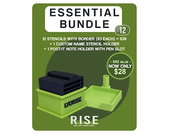 Essential 12 Piece 3D with Border Printed Sticky Note Stencil Set – Organized Desk Essentials Bundle