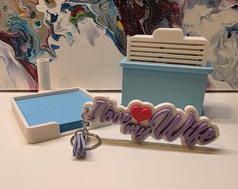 Premium Special Bundle 12 Piece without Border 3D Printed Sticky Note Stencil Set and Custom Name Holder – Creative Desk Gift