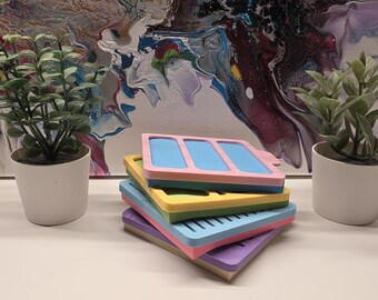 Set of 3 3D Printed Sticky Note Stencils with Border – Templates for School or Office Use