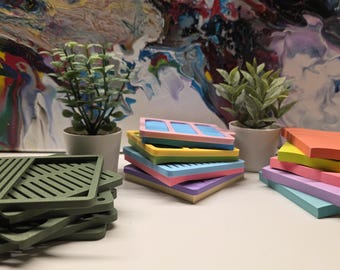 Set of 6 3x3 Sticky Note Stencils with Border – 3D Printed Desk Tools for Students and Artists