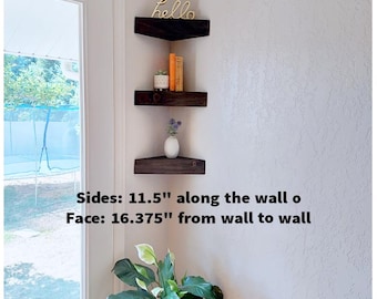 Handmade Corner Floating Shelf Stained Wood shelf USA handmade shelf wall decor shelf kitchen corner decor