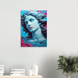 David Statue Pop Art Poster, Michelangelo Inspired Wall Art, Modern Classic Sculpture Print, Greek Roman Decor for Living Room & Bedroom