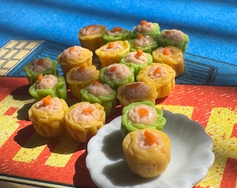 Miniature Siu Mai (燒賣), Dollhouse Food, Mini Dim Sum, Realistic Mini Food, Polymer Clay Miniature, Doll Food, Miniature Chinese Food