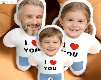 Custom Face Pillow - Personalized I Love You Plush - Custom Shape Hug Doll - Ugly Doll Gift for Couple, Family, Best Friend