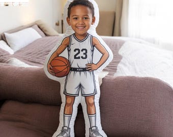 Custom Basketball Player Pillow, Personalized Basketball Plush, Kids Sports Pillow, Custom Jersey Number Pillow, Basketball Gift