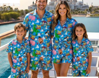 Toy Story Hawaiian Shirt Woody Buzz Lightyear Rex Hamm Jessie Family Matching Disney Vacation Shirt Kids Adult