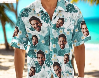 Custom Photo Hawaiian Shirt, Personalized Face Shirt for Youth Adult, Tropical Hawaiian Shirt, Summer Gift Shirt