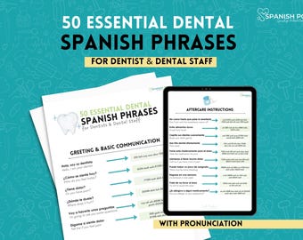 Dental Spanish Cheat Sheet for Dentists & Hygienists | 50 Essential Spanish Phrases | Printable ...