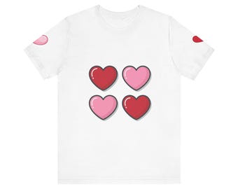 Four Heart Grid Tee | Pink and Red Hearts T-Shirt