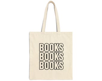 Books Tote Bag, Eco-Friendly Bag, Book Lover's Accessory, Library Tote, Gift for Readers, Minimalist Canvas Bag