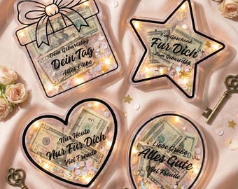 DIY Schüttelkarten Bundle | Glow-in-the-Dark Sterne & Schmetterling Herz, Geldgeschenk Verpackung, Geburtstag Gutschein Vorlage, Shaker card