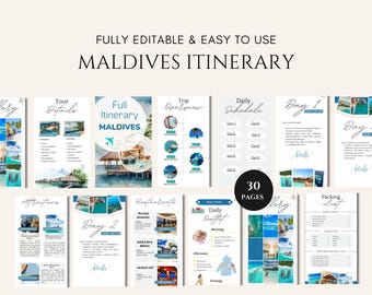 Maldives Honeymoon Planner, Mobile Itinerary Template, Vacation Trip Organizer PDF