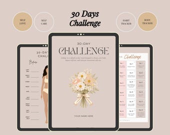 Editable 30 Day Challenge Tracker: Fitness, Weight Loss (Digital Product)