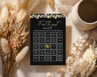 Wedding Guest Bingo, Fun Wedding Activity Card, Icebreaker Game Printable, Instant PDF Download