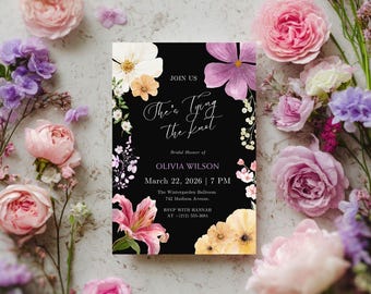 Bridal Shower Invitation Template, Pearl Design (Canva Editable, Digital Download)