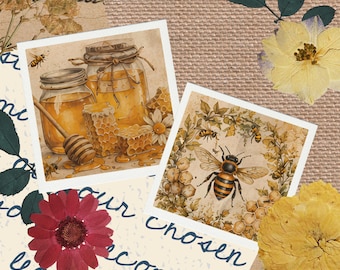 Vintage Sunflower & Bee Ephemera: Farmhouse Junk Journal Pages (Digital Download)