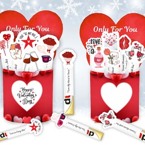 May include: Valentine's Day themed gift set with red heart-shaped cards and decorative stickers. The cards read "Only For You" and "Happy Valentine's Day". The set includes lipstick-shaped items with text like "Sweet Like Our Love".