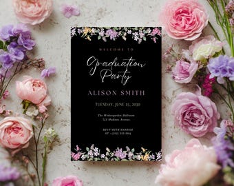 Pink Bow Graduation Invitation | Editable Template (Digital Download)