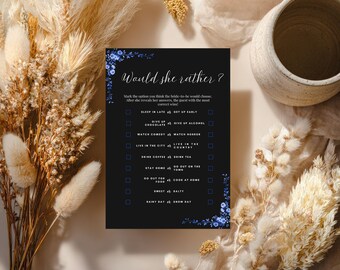 Wedding Games | Would She Rather Printable Instant Download | Fun Bachelorette & Party Activity
