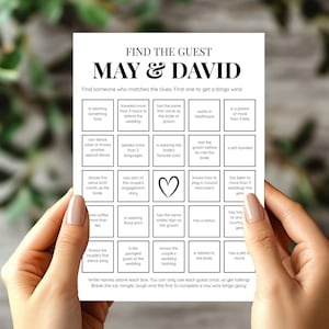 Find The Guest Bingo, Bridal Shower Bingo, Wedding Activities, Wedding Bingo, Bridal Bingo, Wedding Table Games, Ice Breaker Games