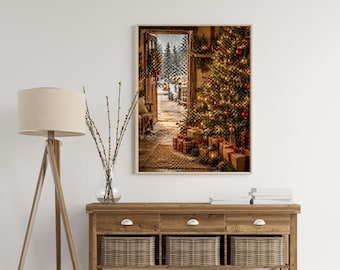 Vintage Christmas Prints: Farmhouse Holiday Decor, Santa and Tree (Digital Download)
