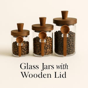 Glass Storage Jar with Wooden Lid & Spoon