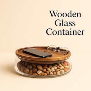 Glass Storage Jars with Wooden Lid – Modern Kitchen Containers for Snacks, Nuts & Candy