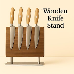 Magnetic Wooden Knife Block – Double-Sided Kitchen Knife Holder Stand