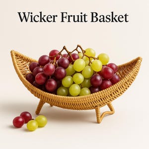 Handmade Wicker Fruit Basket - Rustic Farmhouse Decor for Kitchen & Table