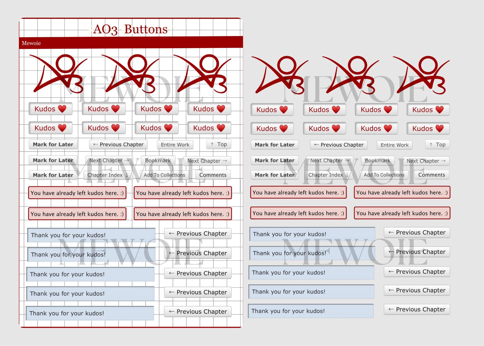 AO3 Buttons Sticker Sheet for Journaling | Matte | Glossy | AO3 ...