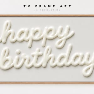 Birthday Frame TV Art | Clean Icing Script Happy Birthday Text | 16:9 Digital Download